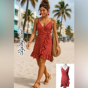 Free People Womens SZ M All My Love Wrap Dress Dainty Floral Print Cottagecore